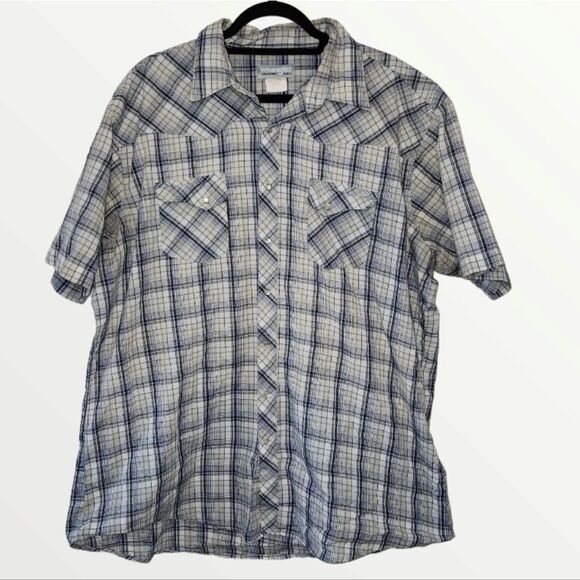 Wrangler Wrancher 2XT Western Shirt Pearl Snap Front Gray Blue /Black - Picture 3 of 10